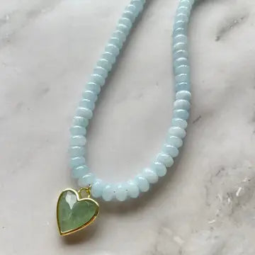 Caia Necklace New Colors Added! : Light Blue Jade with Green Aventurine